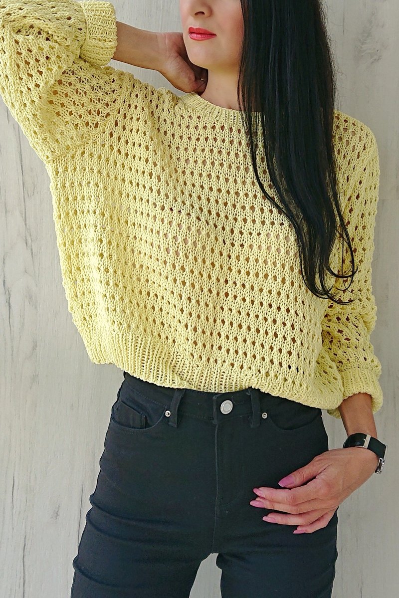 Cropped sweater Cotton knit sweater Womens summer top - 女装针织衫/毛衣 - 棉．麻 