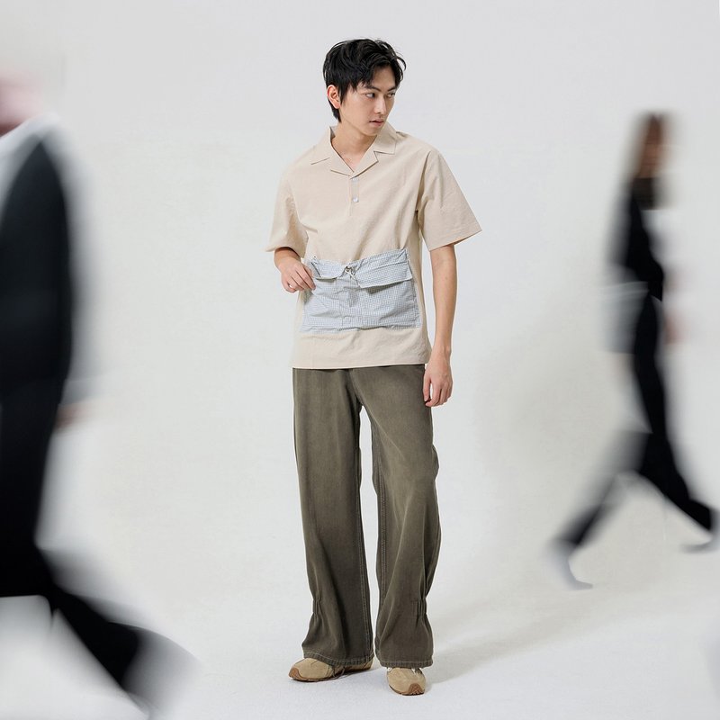 松紧微收口牛仔裤 - 男士长裤 - 棉．麻 绿色