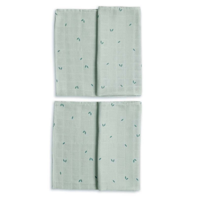 Gloop 有机棉纱布巾两件组 / 青青小草 - 围嘴/口水巾 - 棉．麻 绿色