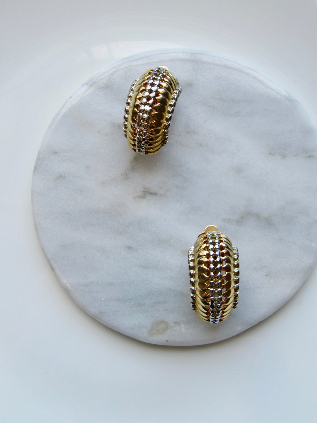Vintage Textured Gold Washed Statement Earrings - 耳环/耳夹 - 贵金属 金色