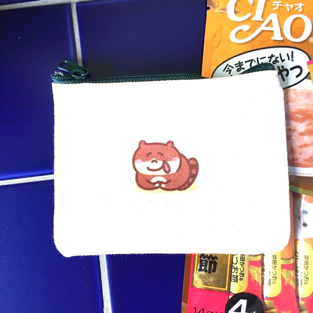 贪吃猫の日常 帆布零钱包 (票夹)  手工印制 Coin bag - 零钱包 - 棉 红色