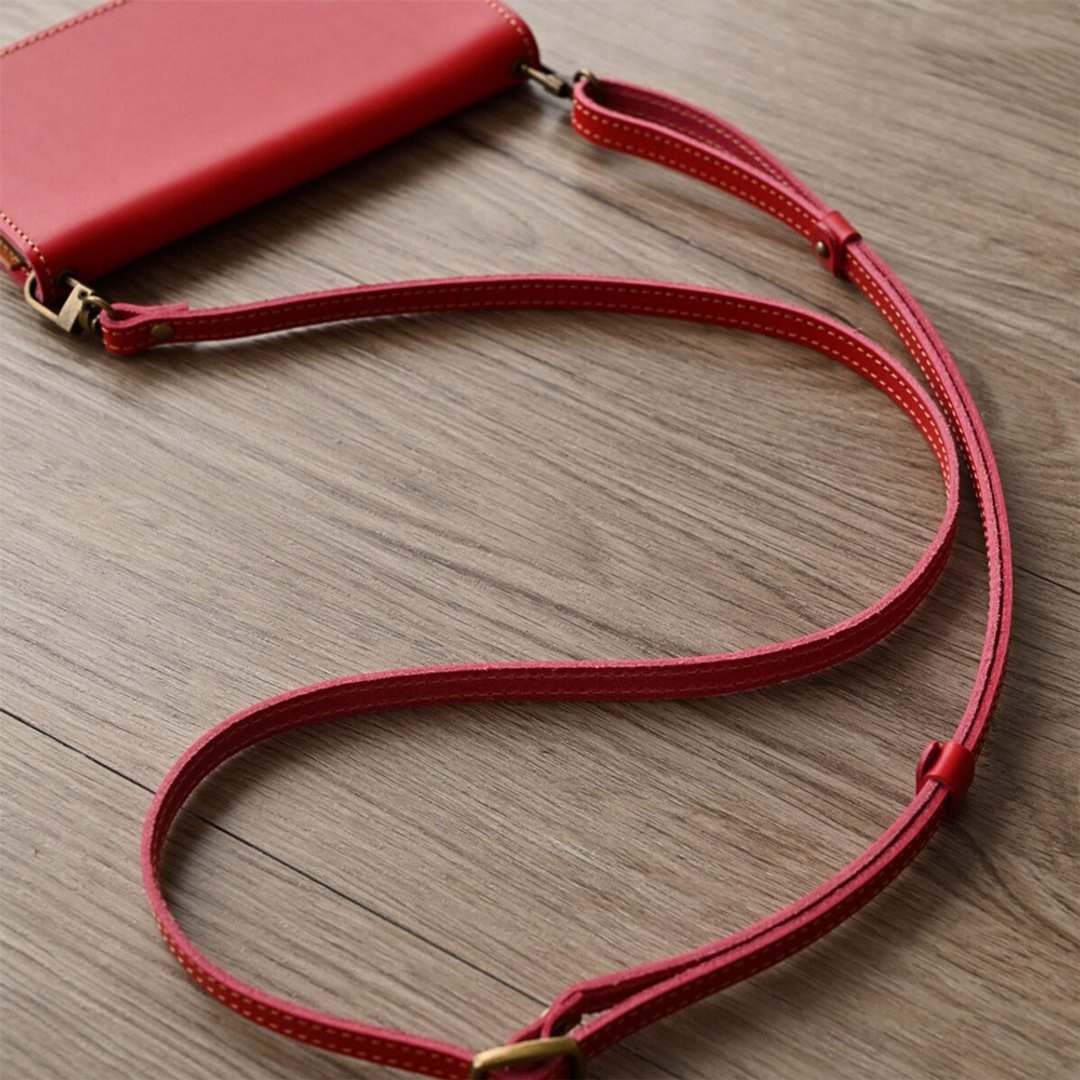 Shoulder Strap Italian Leather Length Adjustment Strap Outdoor Camping Leisure Birthday Present Gift Men's Smartphone Shoulder CE01M - 手机配件 - 真皮 红色