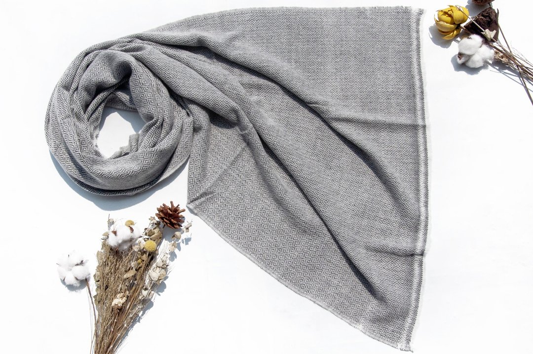 厚款喀什米尔Cashmere 针织围巾 纯羊绒围巾 羊毛披巾 手织盖毯巾 - 围巾/披肩 - 羊毛 多色