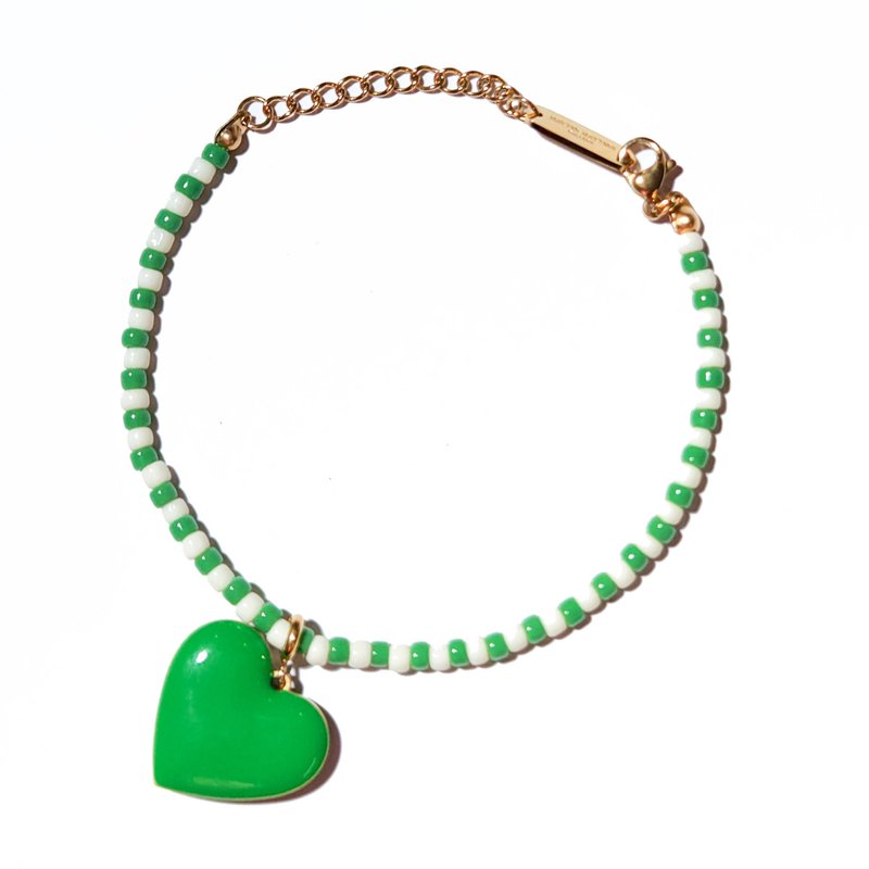 Heart to Heart / 心型手链 • 草绿 & 黑色 - 手链/手环 - 不锈钢 绿色