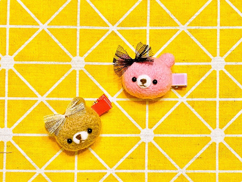 羊毛毡材料包 | 小熊发夹-2入(附详细教学影片) - 编织/刺绣/羊毛毡/裁缝 - 羊毛 