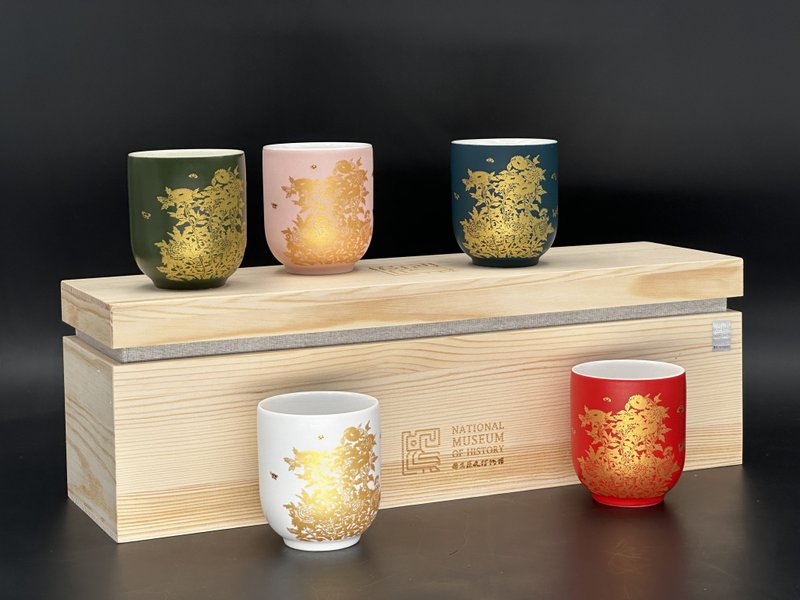 【ViREO】常玉灿若繁华 尊荣五杯松木礼盒组 | 历史博物馆 - 茶具/茶杯 - 瓷 多色