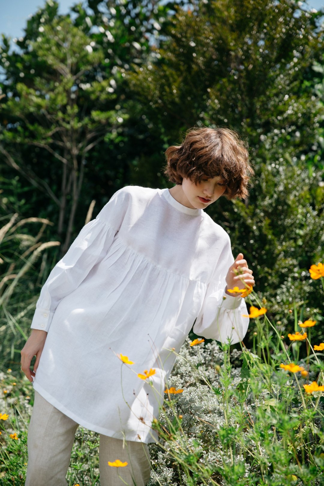 Long sleeve with frill top in White - 女装上衣 - 棉 白色