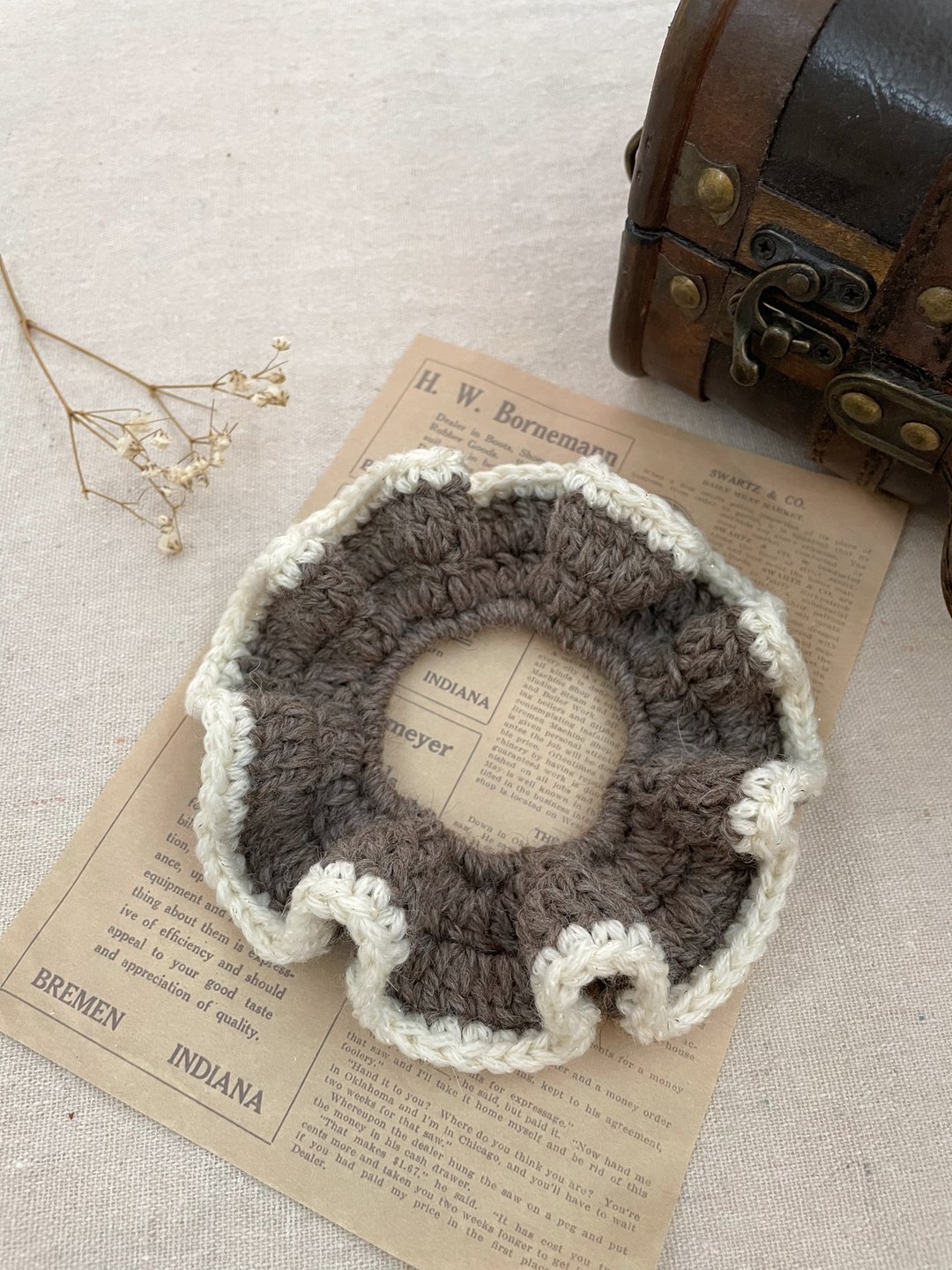 编织发圈  巧克力 - 发饰 - 羊毛 咖啡色