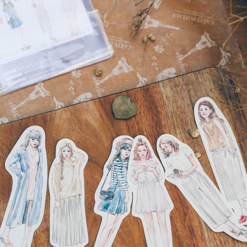 秋日女子提案 6入 防水贴纸组 - 贴纸 - 纸 