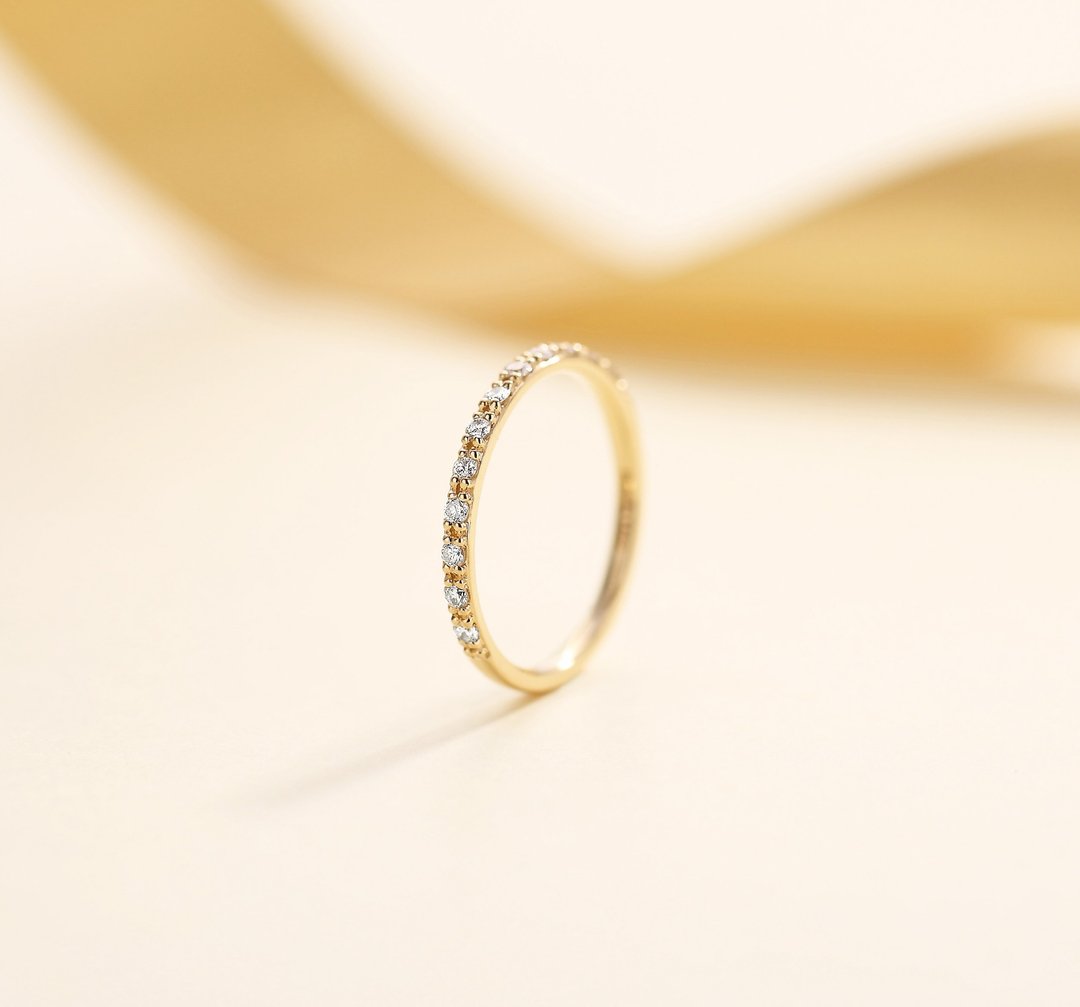 【PurpleMay Jewellery 客人订制款】永恒之戒 - 精致纯18K黄金全围钻石戒指 婚戒 订制 R001 - 对戒 - 宝石 金色