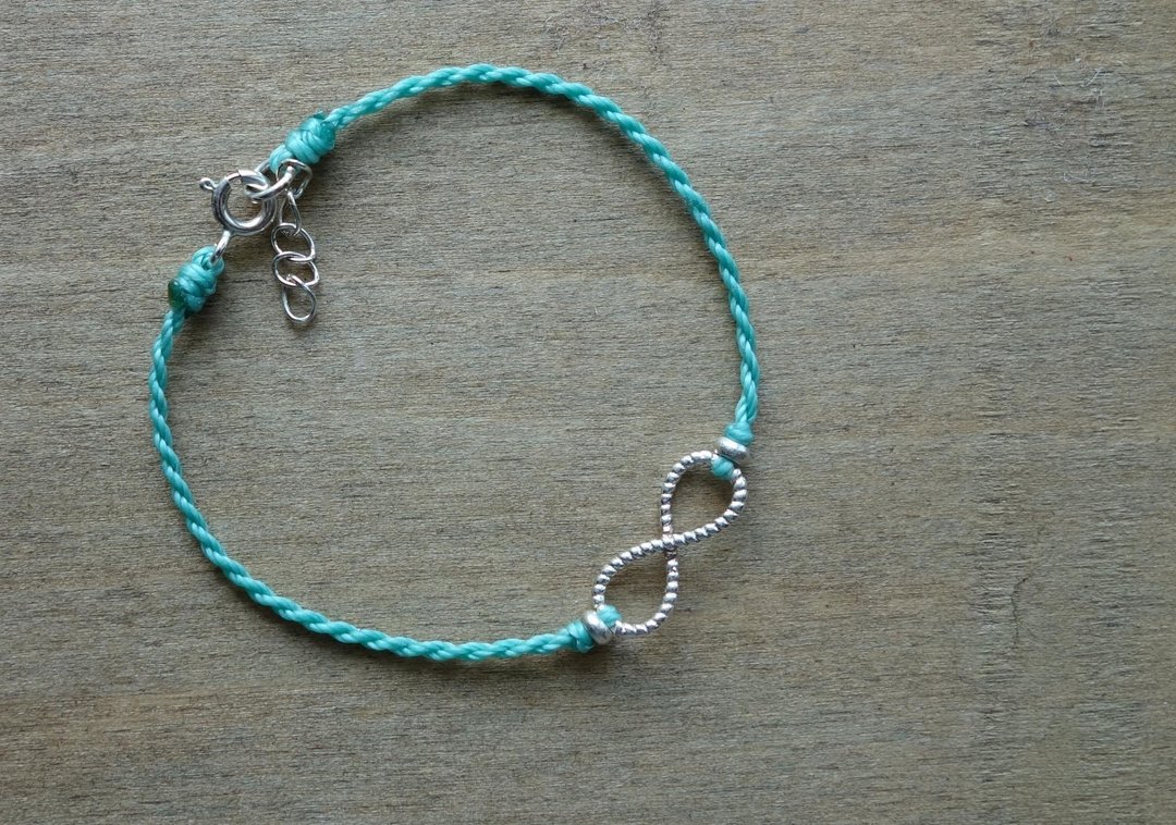 无限爱8字  简约细手链 925纯银 日本蜡线 925 silver bracelet - 手链/手环 - 其他金属 多色