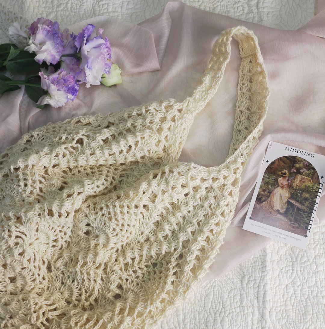 【现货】Handmade手工编织/黄麻绳编织网袋/购物袋/肩背包/麻绳包 - 手提包/手提袋 - 棉 银色