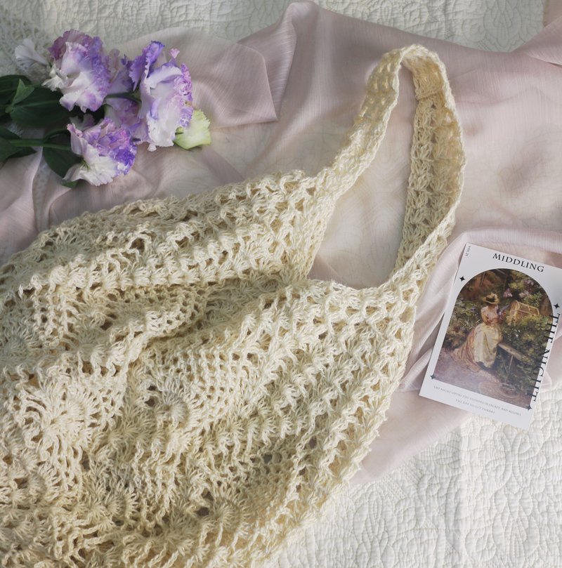 【现货】Handmade手工编织/黄麻绳编织网袋/购物袋/肩背包/麻绳包 - 手提包/手提袋 - 棉．麻 银色
