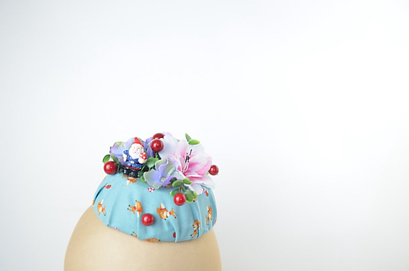 精灵、浆果、绢花与垂坠绿叶造型鸡尾酒会头饰 - 发饰 - 其他材质 蓝色