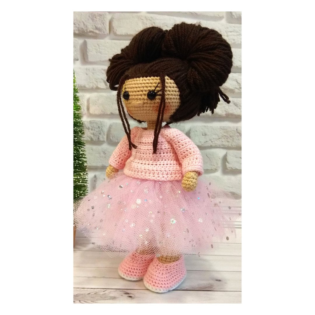 Doll in pink clothes, doll in pink dress, art doll, crocheting doll, gift doll - 玩具/玩偶 - 棉 粉红色