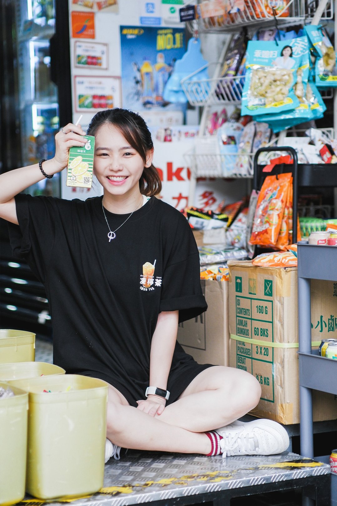 香港冻柠茶T-shirt - 中性连帽卫衣/T 恤 - 棉 白色
