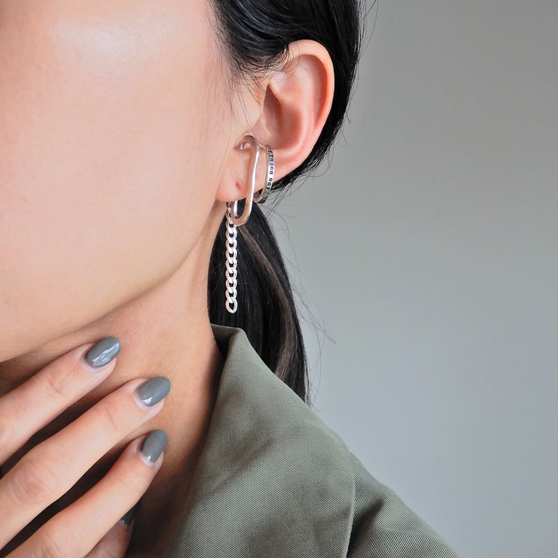 Swag 耳挂式耳环 Oval Chain / silver - 耳环/耳夹 - 纯银 银色