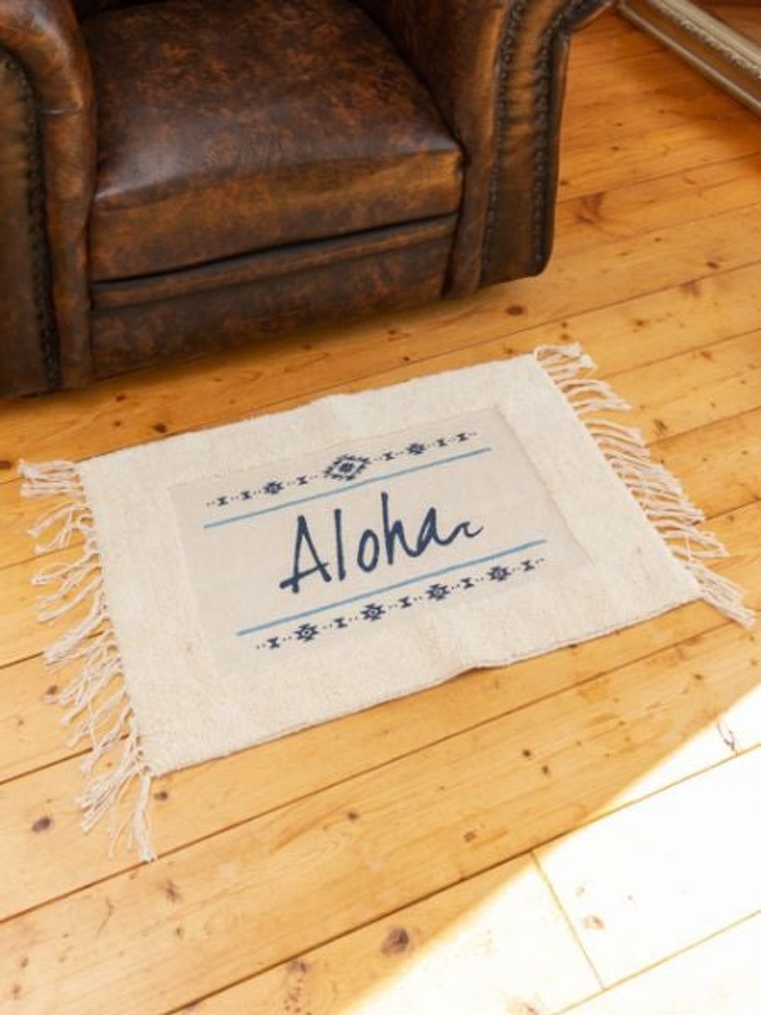 Ocean Print Fringe Mat - 地垫/地毯 - 其他材质 