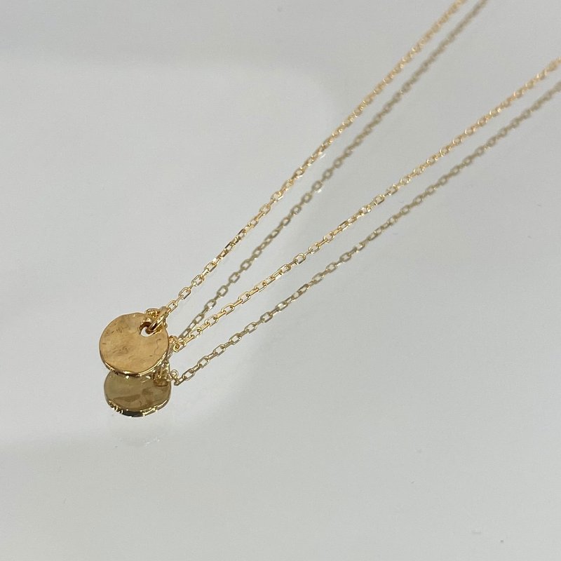 K18 黄金 18K 金 敲击 锤纹 圆形坠饰 40cm 18KN3 【SOLID GOLD】 - 项链 - 其他金属 金色