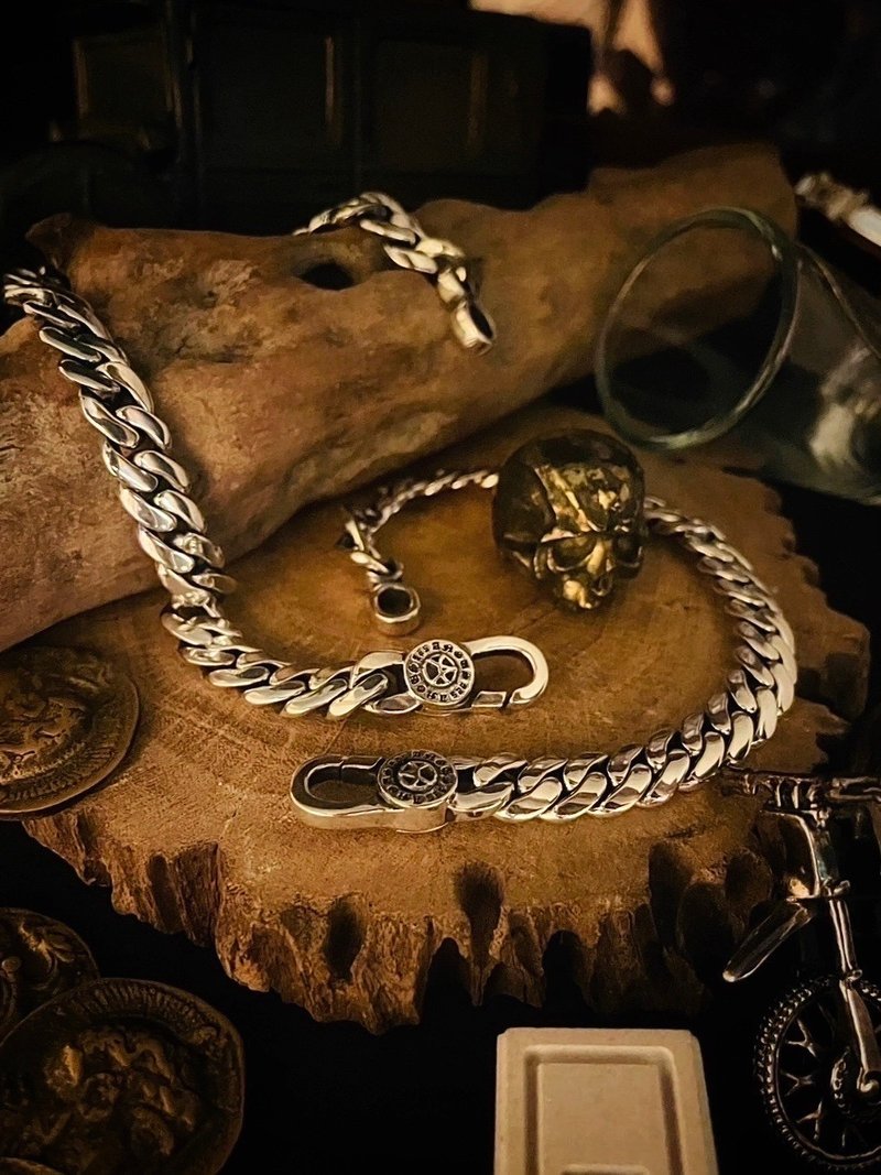 【新品】古巴手链/银 - 手链/手环 - 纯银 银色