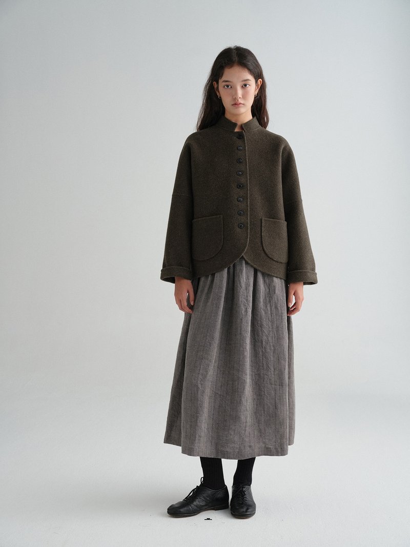 海草绿杂色彩点百分百绵羊毛全手工毛呢外套 - 女装西装外套/风衣 - 棉．麻 多色