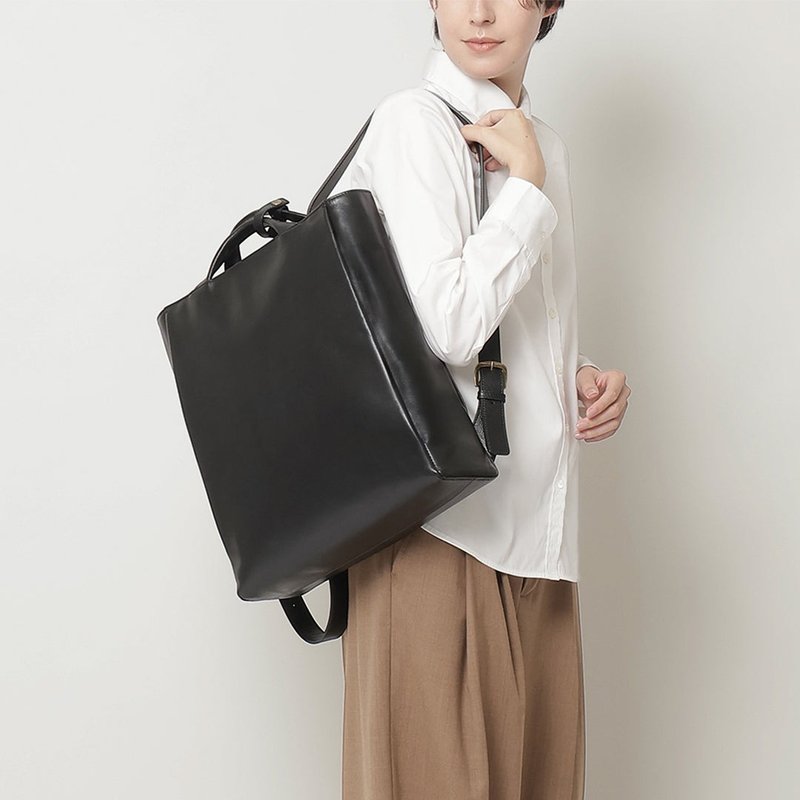 夜风 Yokaze 后背包 L-经典黑 - 后背包/双肩包 - 真皮 黑色