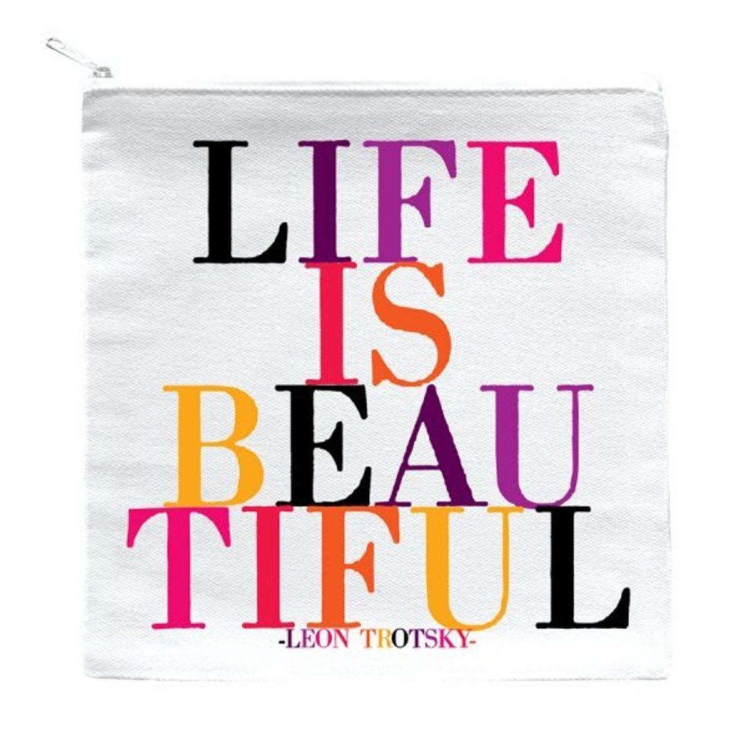 Life Is Beautiful 拉链袋 - 化妆包/杂物包 - 棉．麻 多色