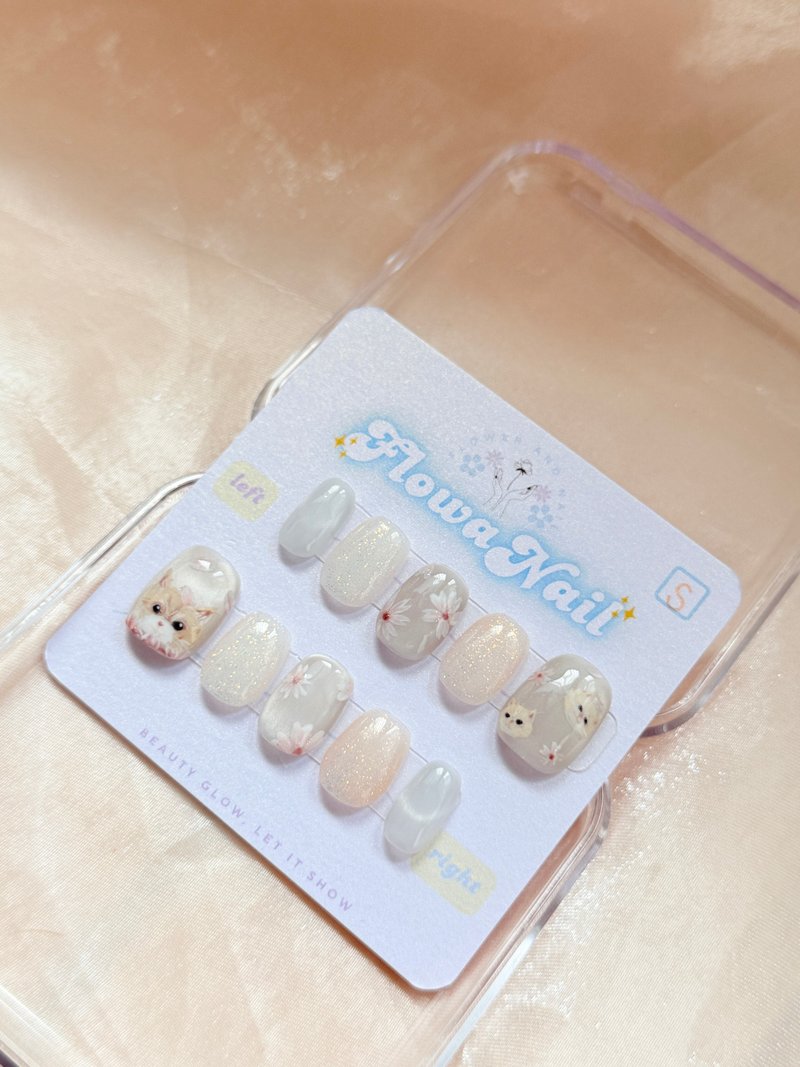【定制】手工穿戴甲 | 樱花小猫 | No.S15 - 指甲油/指甲贴 - 其他材质 多色