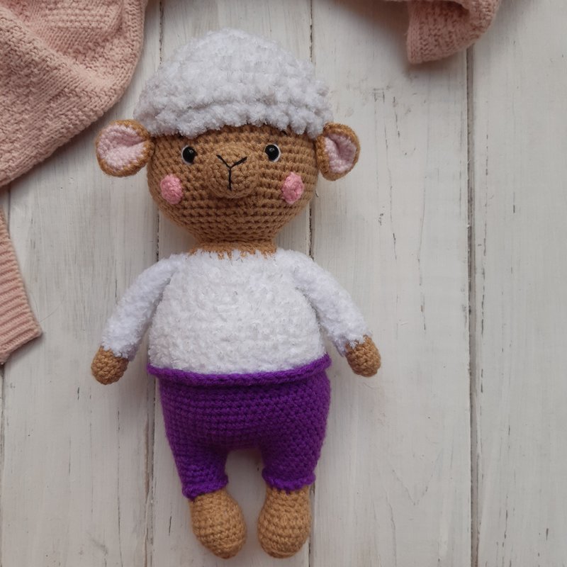 小羊玩具 绵羊玩具 手工钩编柔软小羊玩具 绒毛玩具 绒毛玩具 动物玩具 - 玩具/玩偶 - 其他材质 多色