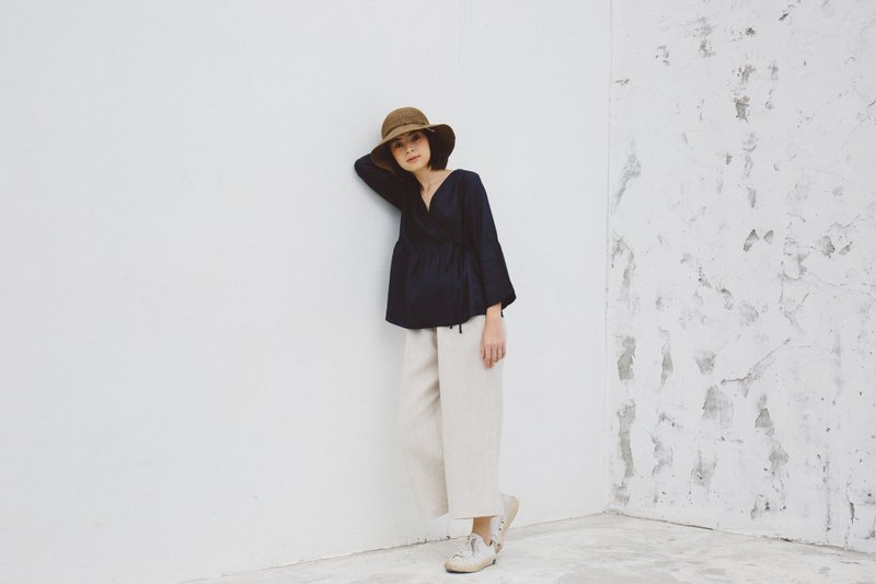 Tie Waist Linen Pants in Natural - 女装长裤 - 棉．麻 卡其色