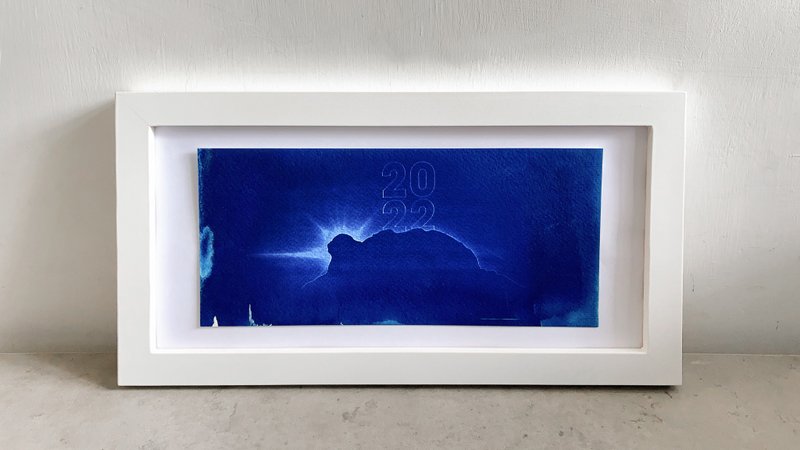 手作 塞拉利昂/2022限定 蓝晒画 白色长框 自家设计 香港制 - 海报/装饰画/版画 - 纸 蓝色