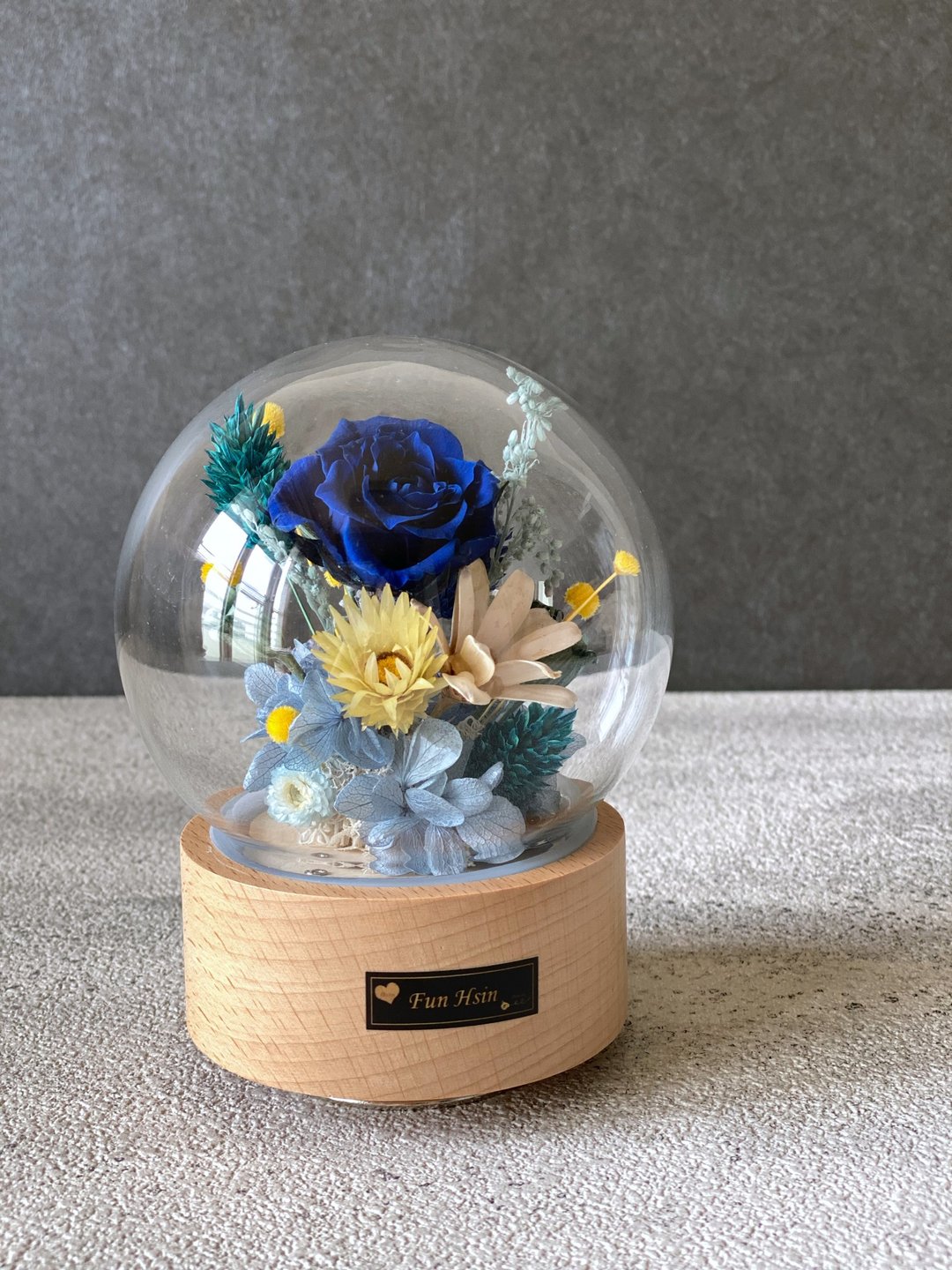 旋转音乐花盒  天空之城 附提袋 永生花 情人节礼物 父亲节礼物 - 干燥花/捧花 - 植物．花 蓝色
