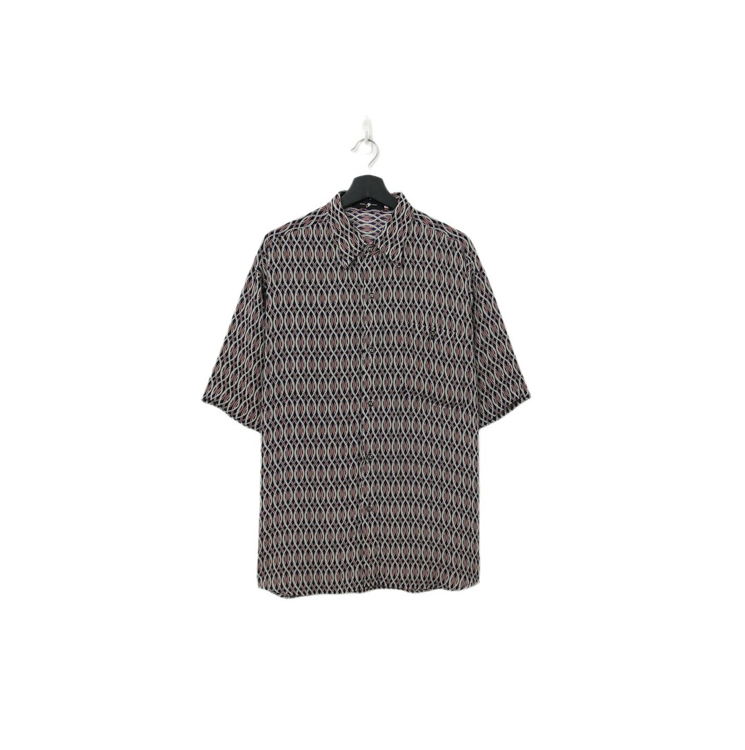 Back to Green- 袖花衬衫 微透肤黑红交织环绕sf-03vintage shirt - 男装衬衫 - 聚酯纤维 