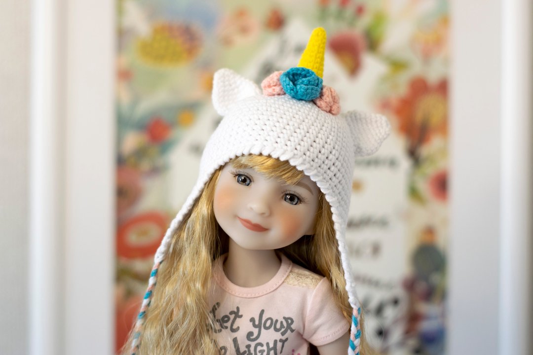 RRFF clothes, unicorn hat for dolls Ruby Red Fashion Friends (37 cm/14.5 inches) - 玩偶/公仔 - 棉 白色