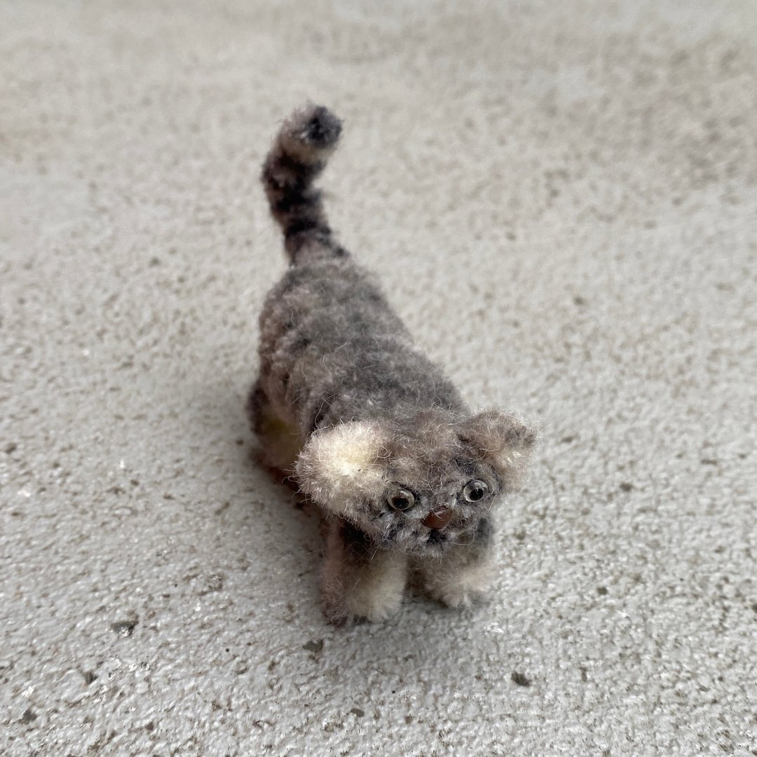 兔狲不是猫咪 站着6cm-毛根扭扭棒手作/脏萌流浪动物园/モール - 玩偶/公仔 - 其他人造纤维 灰色