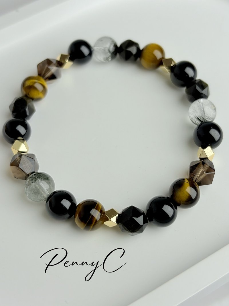 水晶手链 情侣手链 绿幽灵 黄虎眼 黑碧玺 事业运 招贵人 防小人 - 手链/手环 - 水晶 