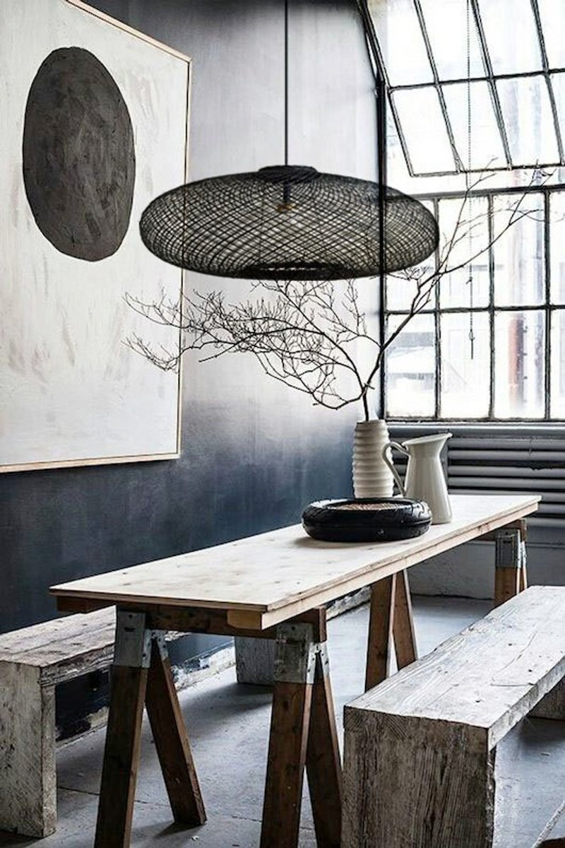 Chandelier, Housewarming, Lighting hanging,pendant lighting,rustic lighting,hanging lamp,pendant lamp SIZE M - 灯具/灯饰 - 竹 黑色