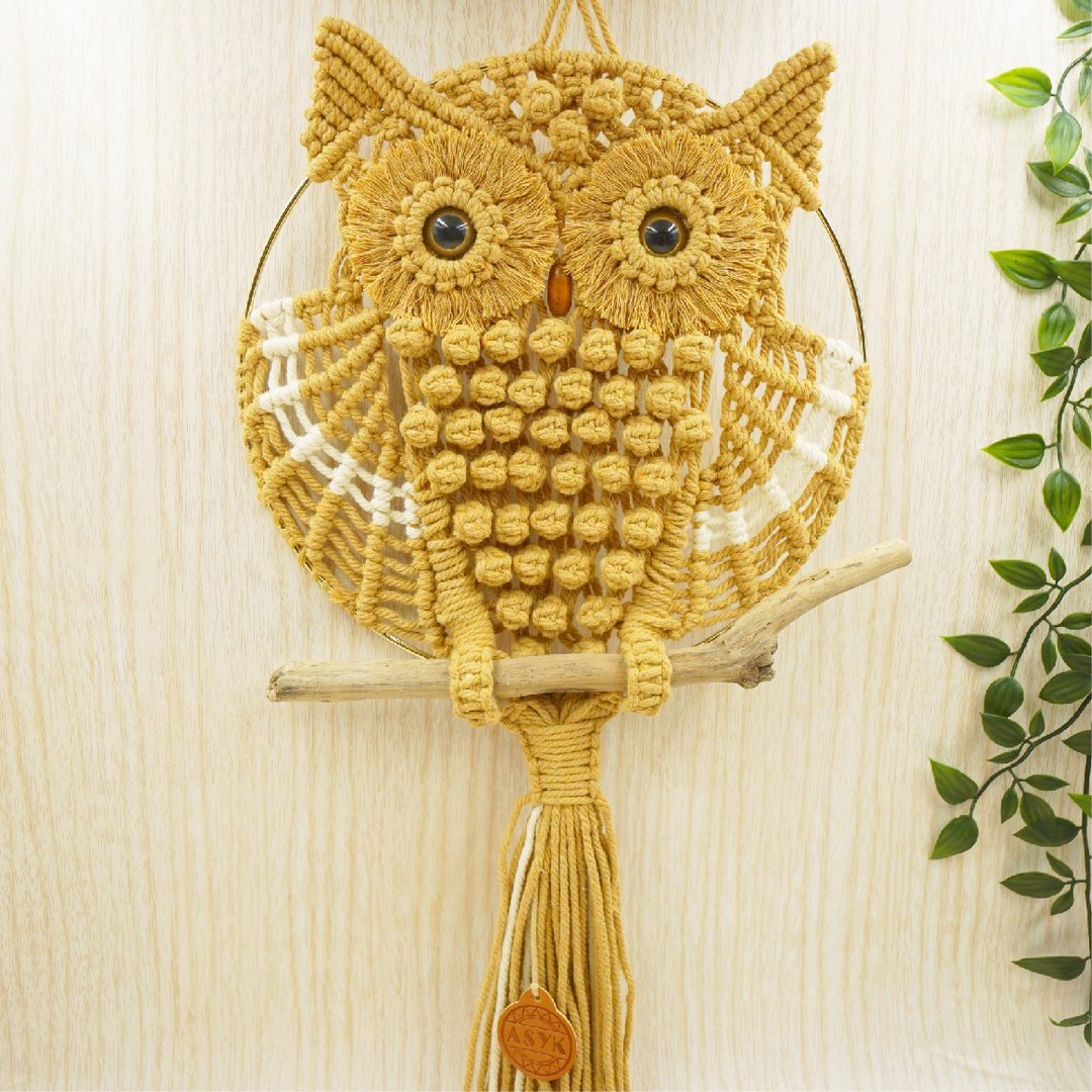 现货特价【猫头鹰 挂饰】铁圈款 居家装饰 民族风 礼物 Owl - 摆饰 - 棉 咖啡色