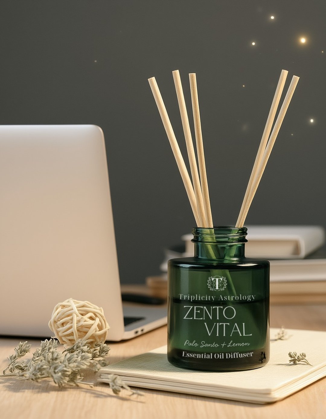 天然圣木精油藤枝香薰扩香瓶 Zento Vital 在喧嚣中专注 - 香薰/精油/线香 - 精油 绿色