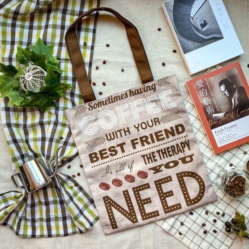 经典咖啡名言 提袋 - 手提包/手提袋 - 其他人造纤维 咖啡色