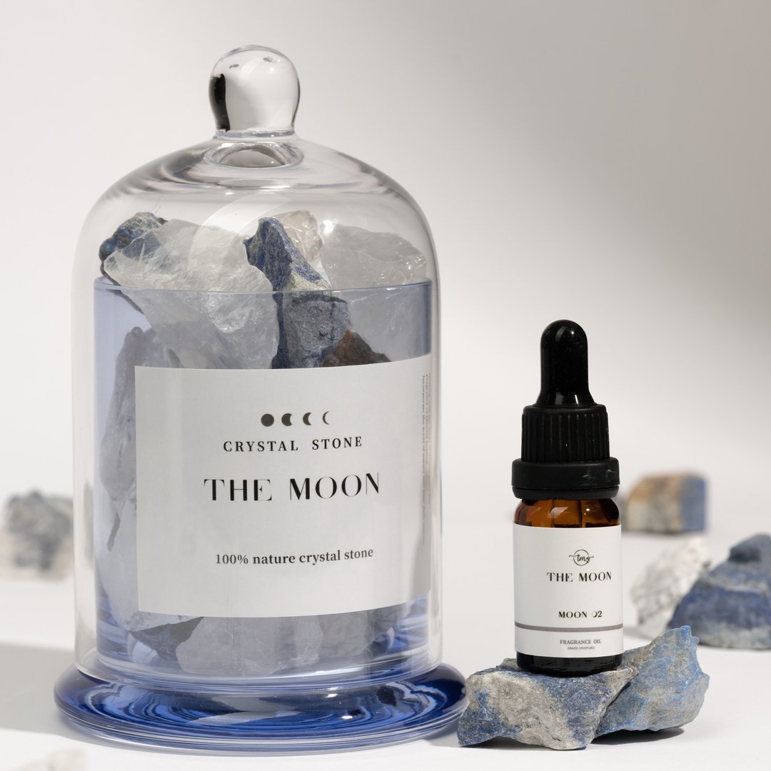 THE MOON 海阔天空 // 月晒矿扩香礼盒 - 香薰/精油/线香 - 水晶 蓝色