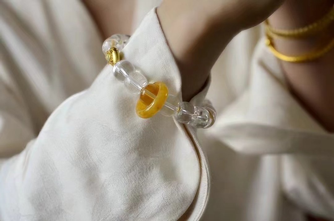珠宝级。白水晶 古珠 A-20240714-028。生命灵数9/3 - 手链/手环 - 宝石 