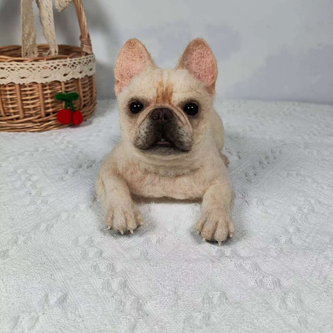 定制 逼真犬 毛孩 宠物 斗牛犬 羊毛毡 娃娃 似颜绘 纪念 狗狗 ,5 - 玩具 - 羊毛 多色