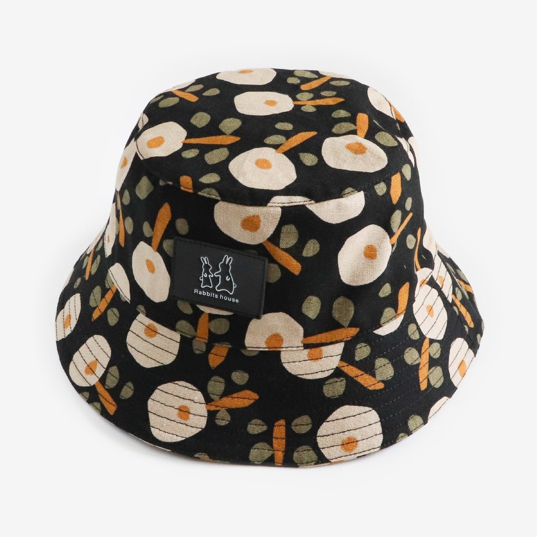 黑色q版花渔夫帽 fisherman hat - 帽子 - 棉 黑色