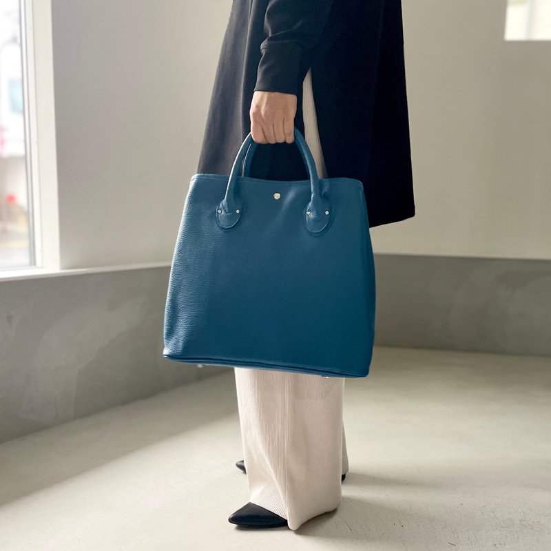 【2024新色】可放入A4尺寸的意大利皮革托特包 S尺寸【蓝色】 - 手提包/手提袋 - 真皮 蓝色