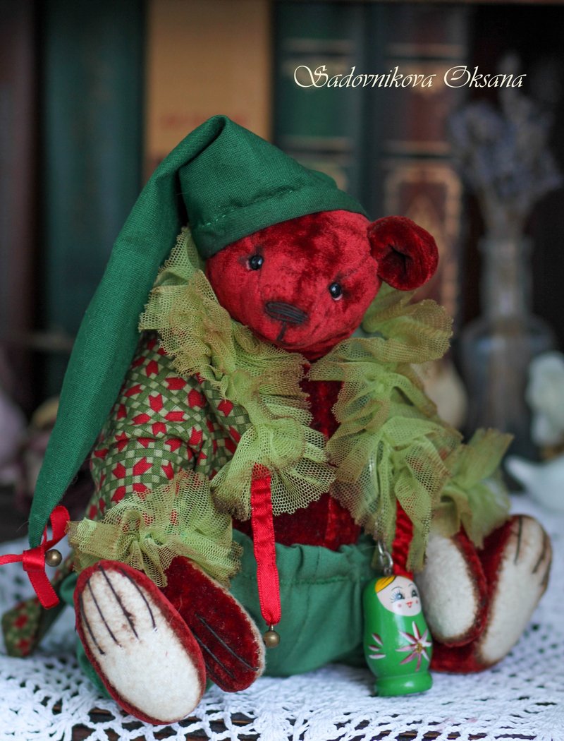 Handmade Collectible Stuffed plushness  toy gift monkey Teddy Bear OOAK DIY手工制作 - 玩偶/公仔 - 其他材质 多色