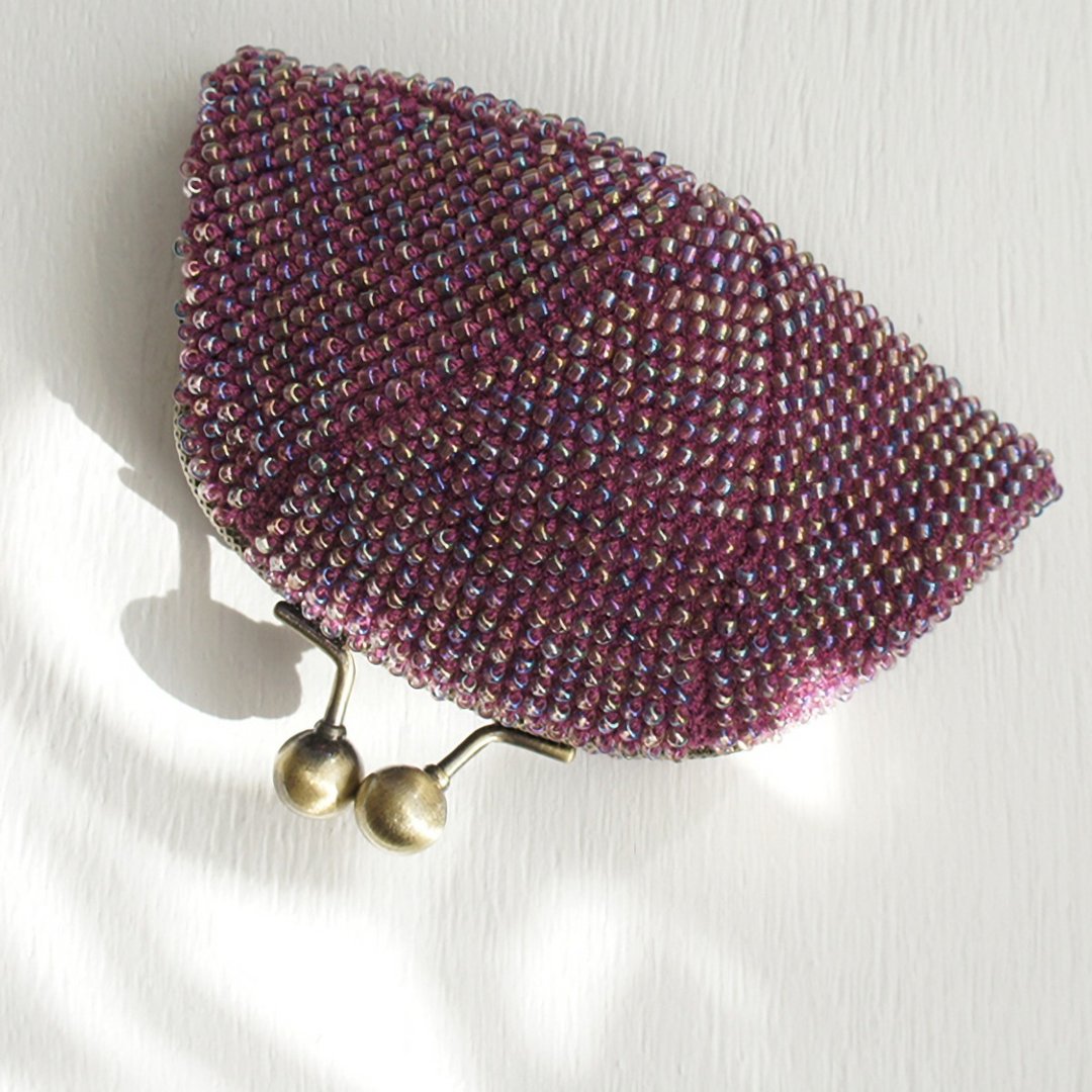 Ba-ba handmade Beads crochet pouch No.1420 - 化妆包/杂物包 - 其他材质 紫色