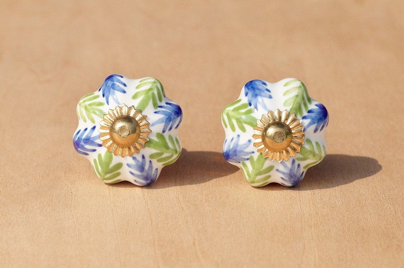 复古手绘陶瓷手把/陶瓷门把/陶瓷窗户门把/工业风门把-清新花朵 - 花瓶/陶器 - 陶 多色