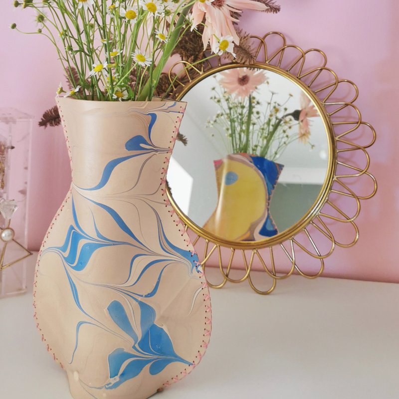 双面水拓染皮革花瓶套 - 其他 - 真皮 多色