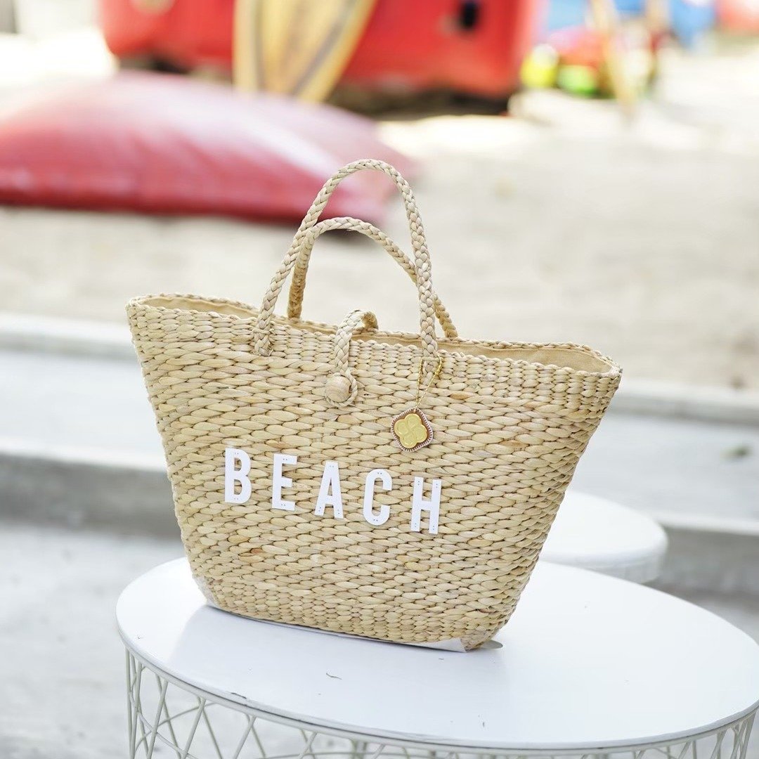 Customized straw bags ,beach bag ,straw bag , woven bag ,personalize bag - 其他 - 植物．花 卡其色